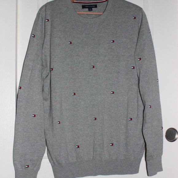 Tommy Hilfiger Logo Crew Neck Size Sweater L - Picture 1 of 3